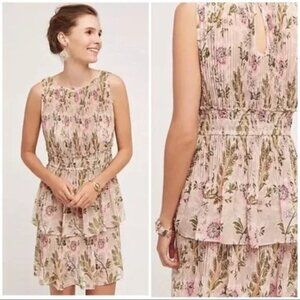 Anthropologie Plenty by Tracy Reese Terraced Garden Dress Floral Blush Pin Large